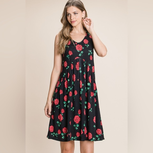 BOMBOM Floral Ruched Tank Dress - Picture 4 of 5
